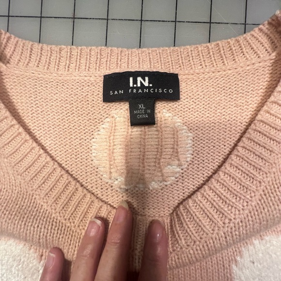 Polka dot sweater pink I.N. San Francisco XL Super soft pink and white soft - Picture 2 of 8